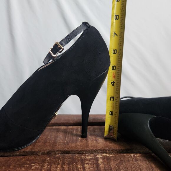 Victoria’s Secret Women’s Peep Toe Heels Black Suade Leather Size 10 B - Picture 11 of 11